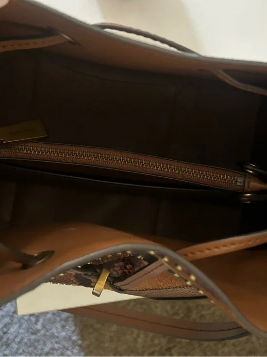 Michael Kors Brown and Black Leather Drawstring Bucket Shoulder Bag - Picture 5 of 5